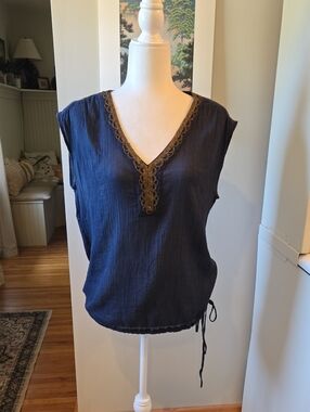 Lucky Brand Navy Blue Top Size Small